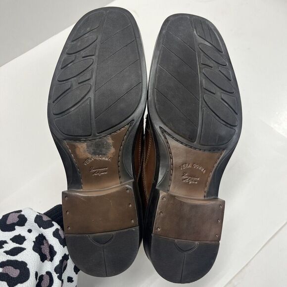 Structure Shoe Brown Leather Vera Gomma Men's 12D Dress Shoe Made In Italy - Picture 11 of 14